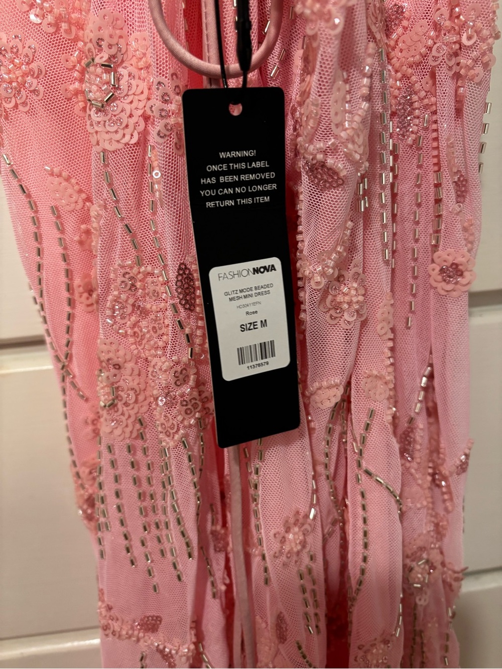 Fashion Nova Pink Embellished Spaghetti Strap Dress - Picture 4 of 4